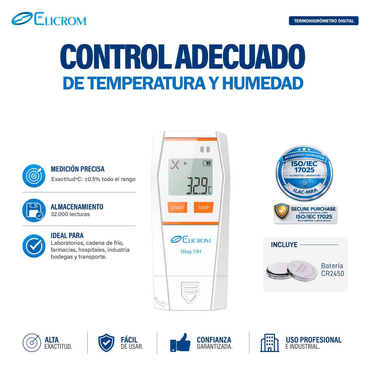Datalogger de temperatura y humedad - ELICROM