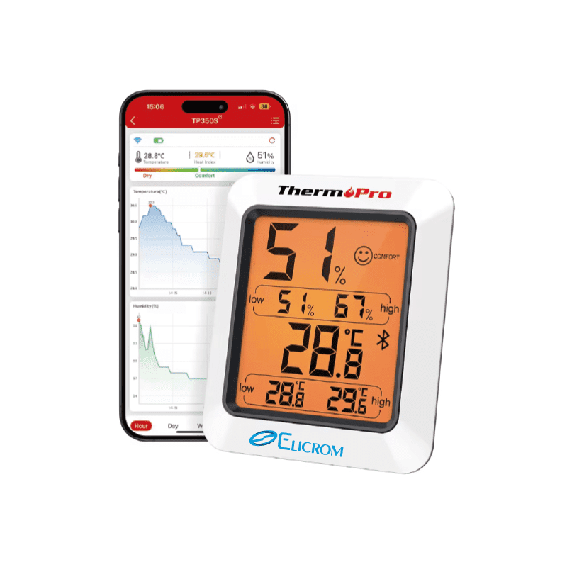Termohigrómetro digital para interiores y monitor de humedad con bluetooth
